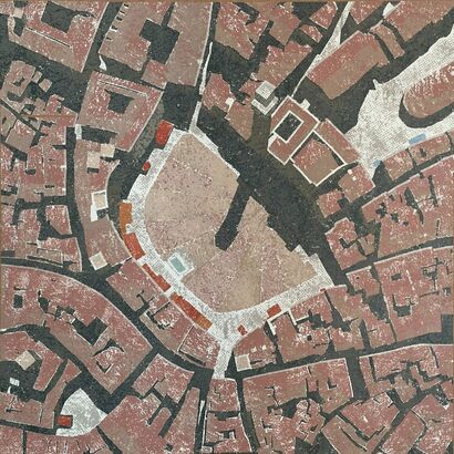 P52 Piazza del Campo, Siena, Figure Ground or Roofscape - a Paint Artowrk by Taidg O